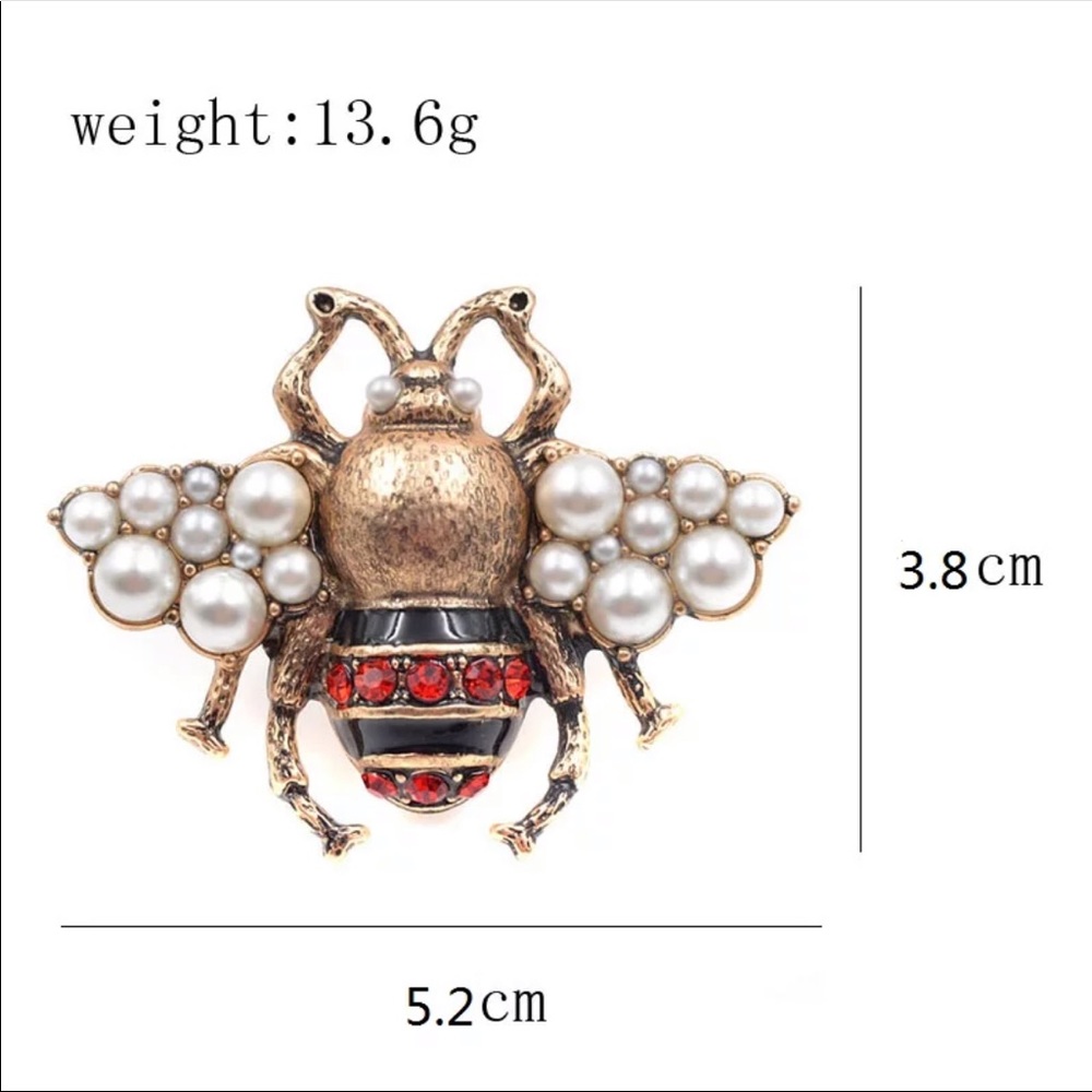 🎉New Fashion Pearl Bee Gold Bronze Color Brooch Pin - Picture 4 of 11